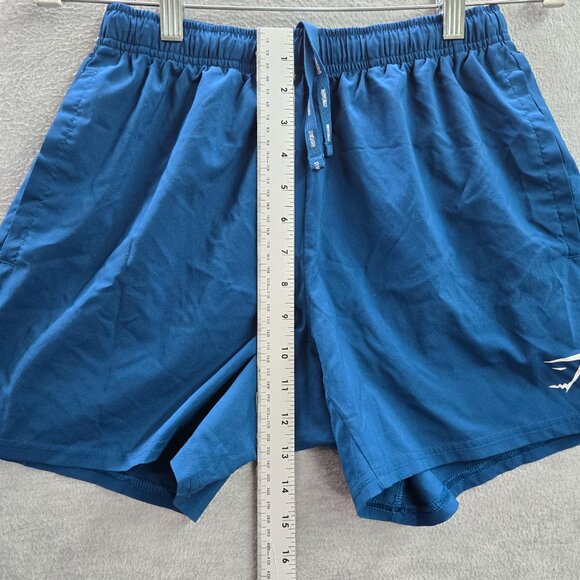 Gymshark Women Activewear Shorts Small Blue Logo Athletic Gym Workout - Picture 3 of 7